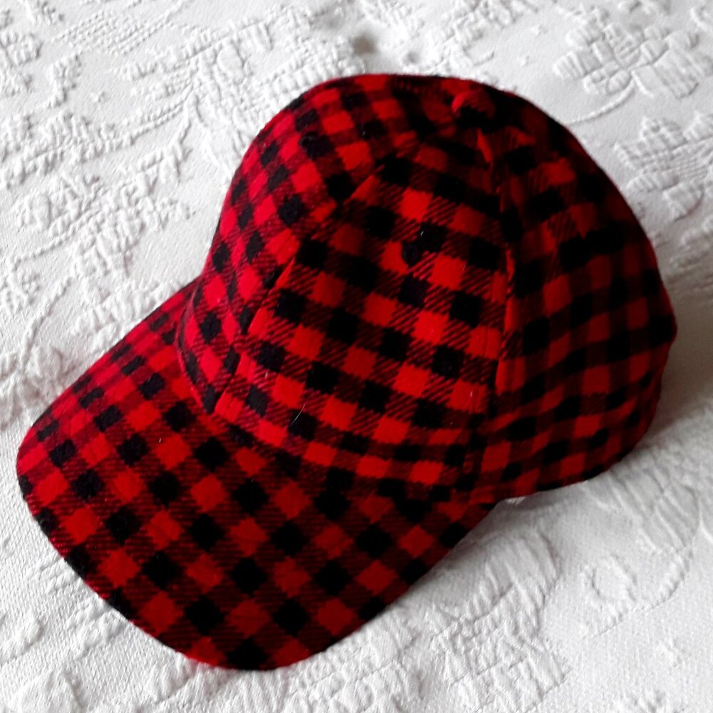 Red & Black Buffalo Check Flannel Baseball Cap - Picture 3 of 6
